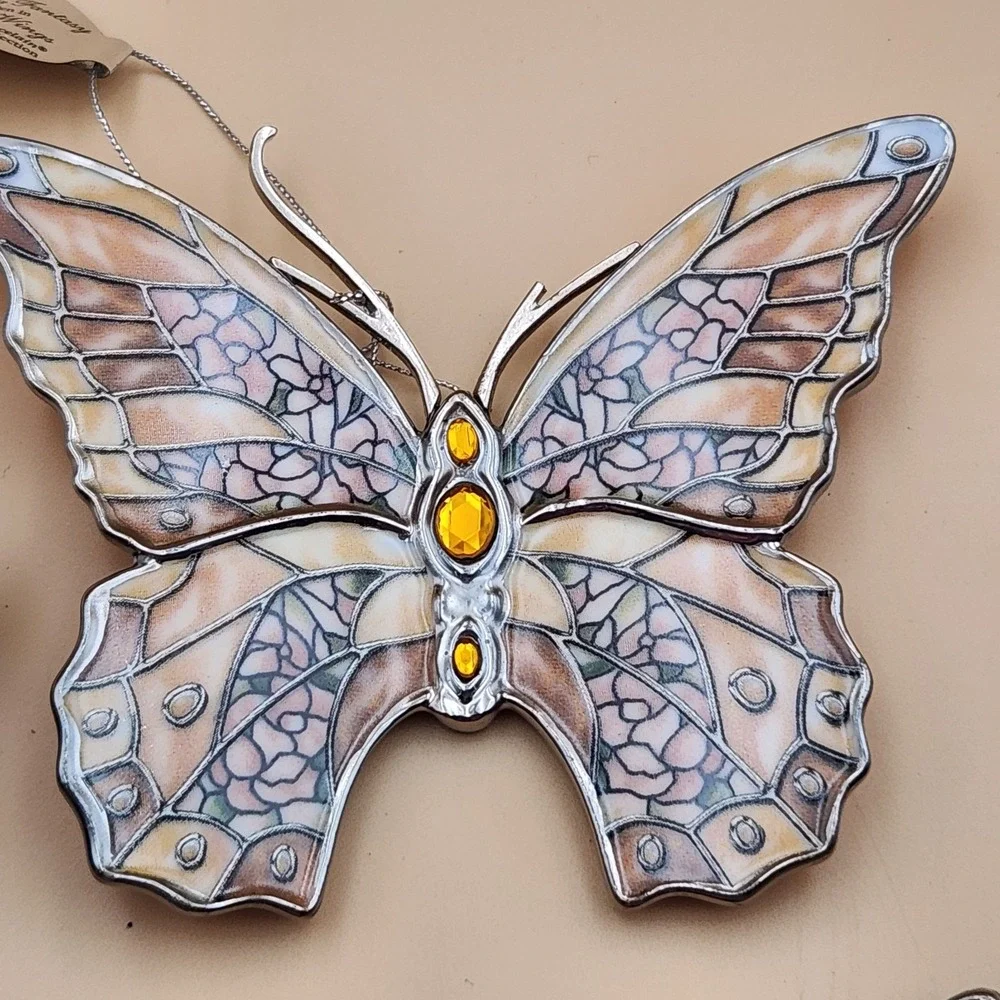 Bradford Exchange Silkin Wings Heirloom Porcelain Butterfly Ornament Set #10